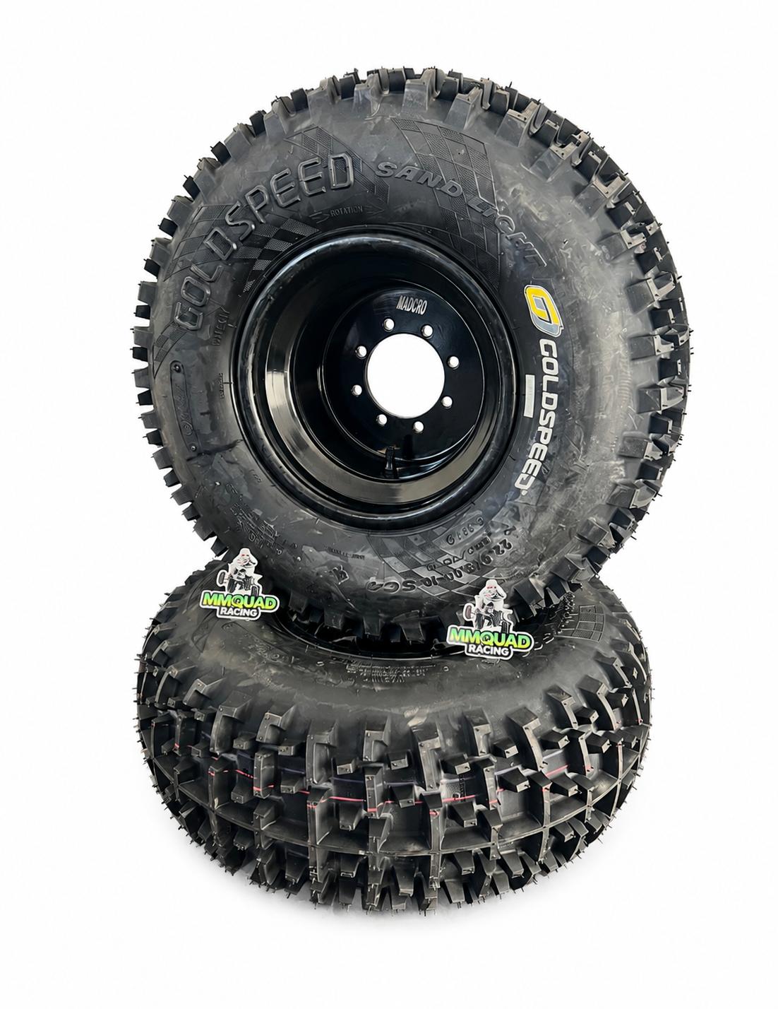 SET Goldspeed Reifen SC4 22,5x9-10 Yellow + Madcro Felge 10x6 Standard