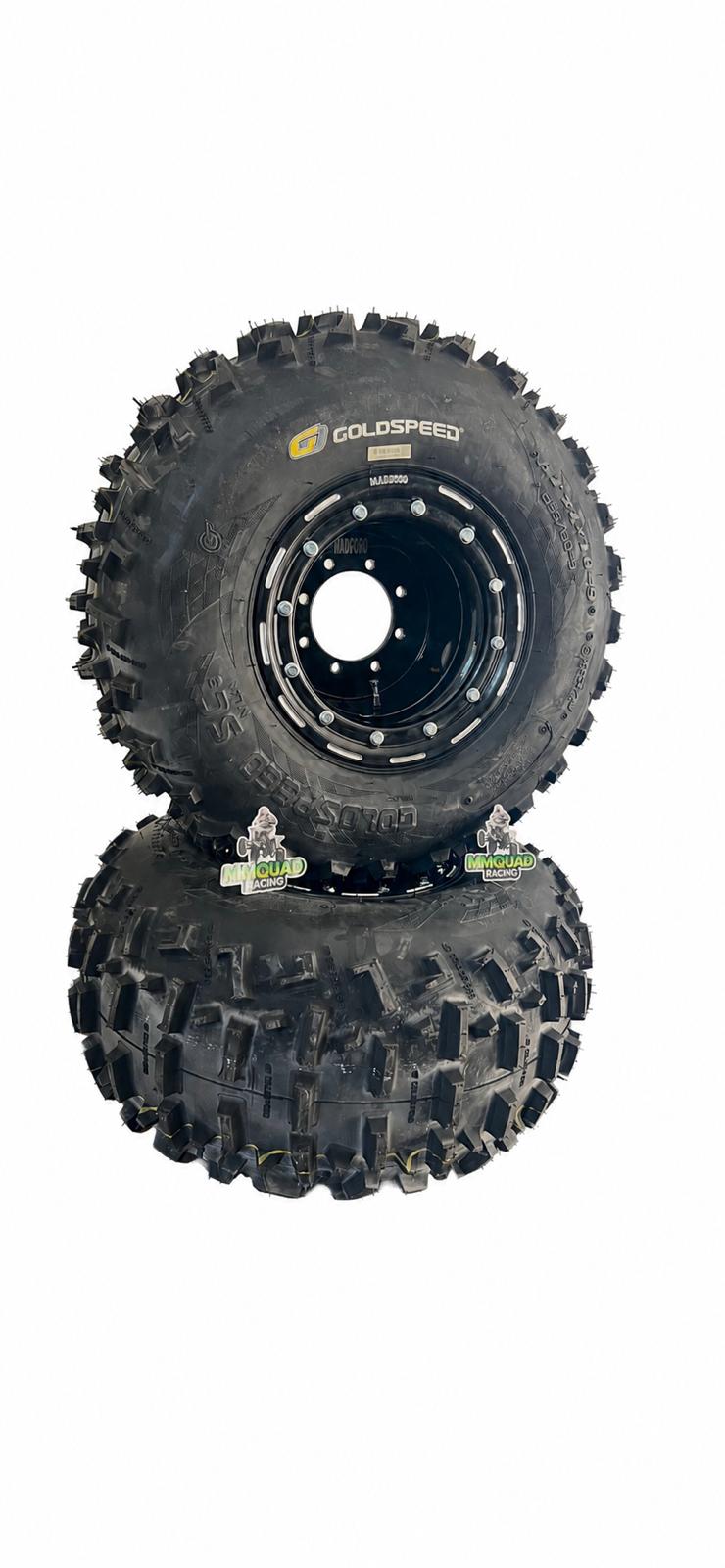 SET Goldspeed Reifen SC3 21x10-9 Yellow + Madcro Felge 9x8 3+5 Beadlock inkl. Ring